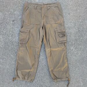 American Eagle Paratrooper Khaki Cargo Baggy Jogger Stretch Brown Pants 16 REG